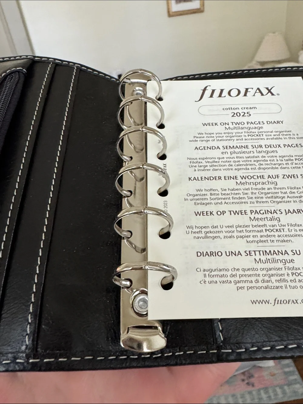 filoFAX Black Leather Card & Key Holder Wallet